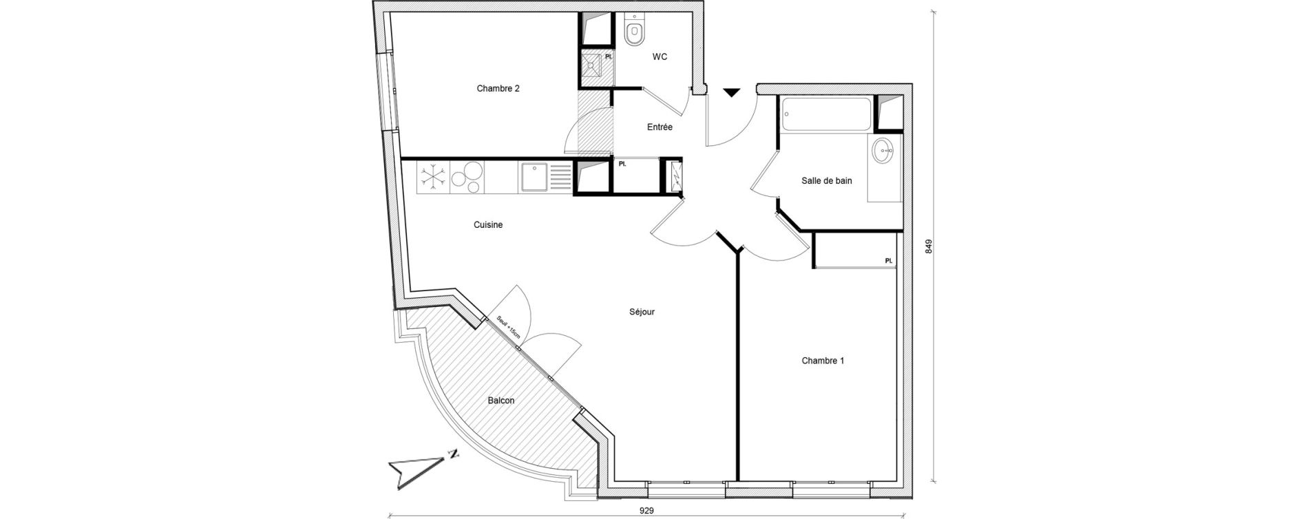 Appartement T3 de 58,80 m2 &agrave; Champigny-Sur-Marne Centre ville