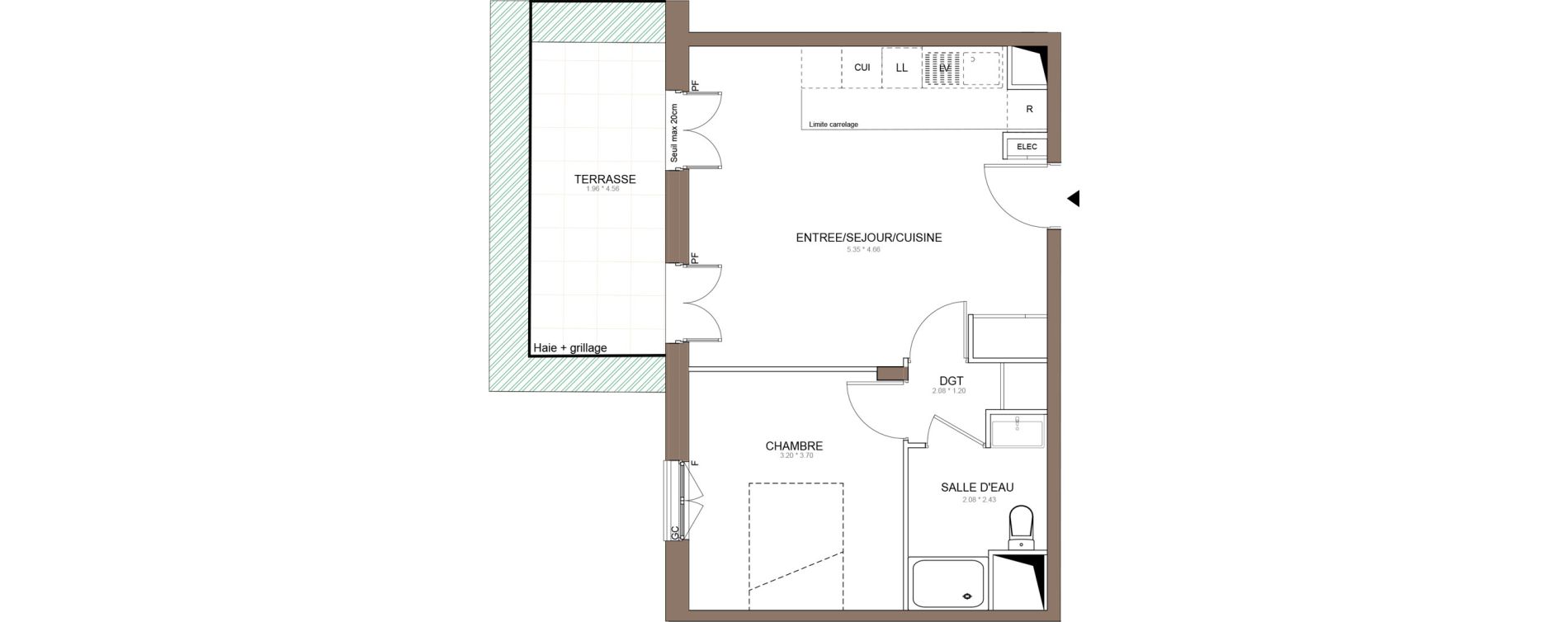 Appartement T2 de 42,73 m2 &agrave; Champigny-Sur-Marne Centre
