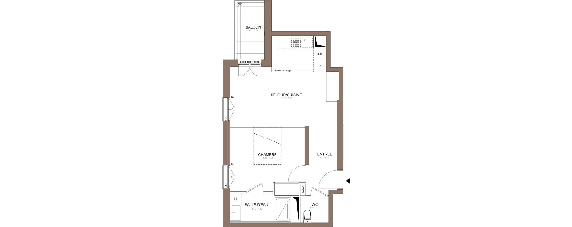 Appartement T2 de 44,77 m2 &agrave; Champigny-Sur-Marne Centre