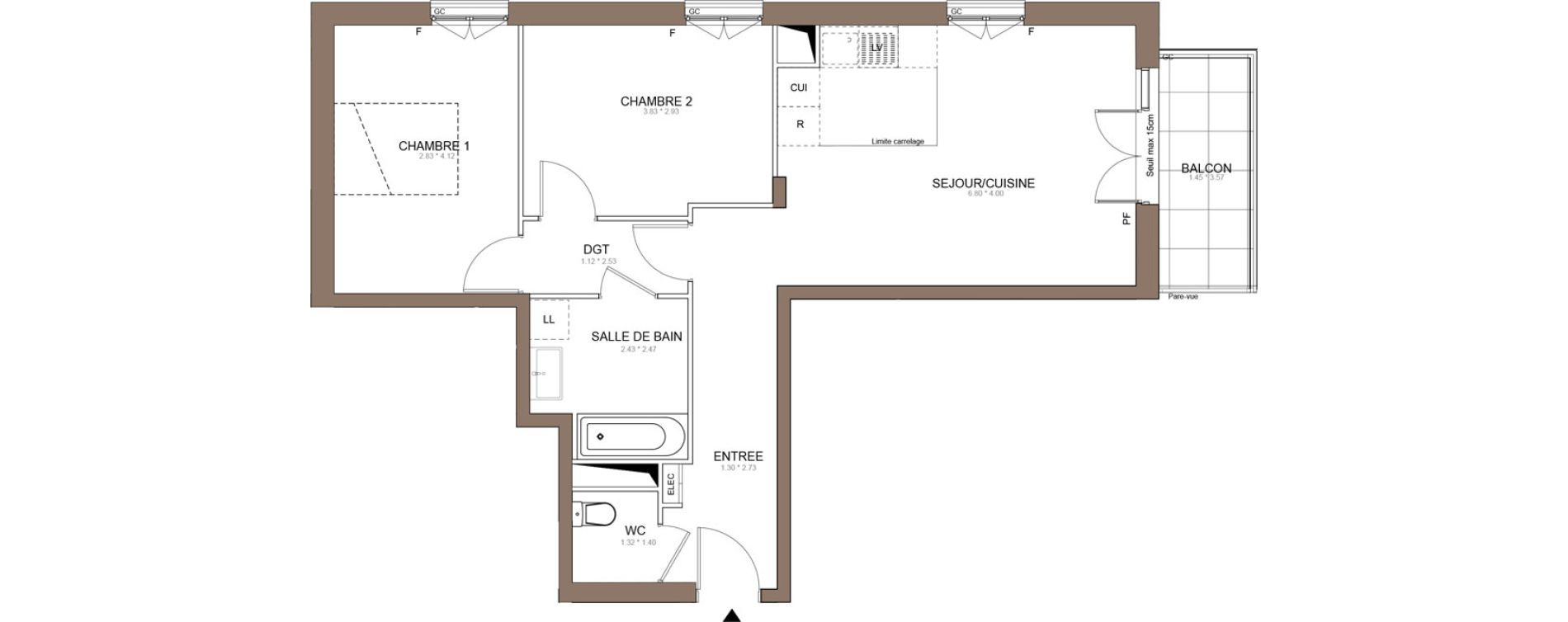 Appartement T3 de 62,52 m2 &agrave; Champigny-Sur-Marne Centre