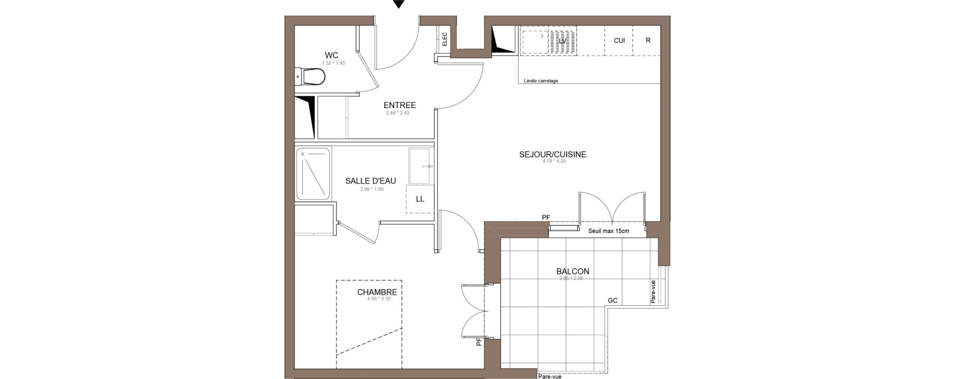 Appartement T2 de 43,18 m2 &agrave; Champigny-Sur-Marne Centre