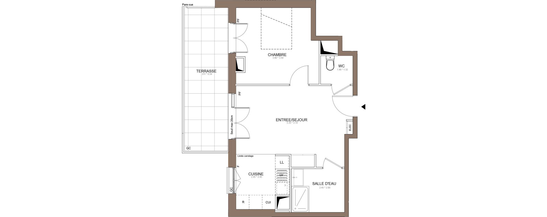 Appartement T2 de 42,51 m2 &agrave; Champigny-Sur-Marne Centre