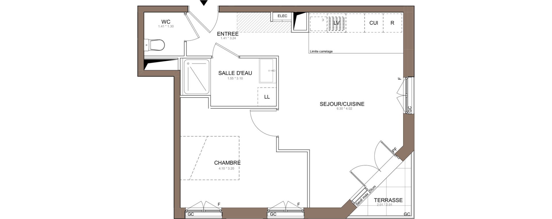 Appartement T2 de 43,51 m2 &agrave; Champigny-Sur-Marne Centre