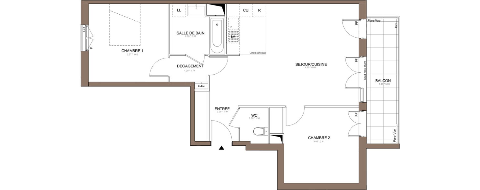 Appartement T3 de 68,32 m2 &agrave; Champigny-Sur-Marne Centre