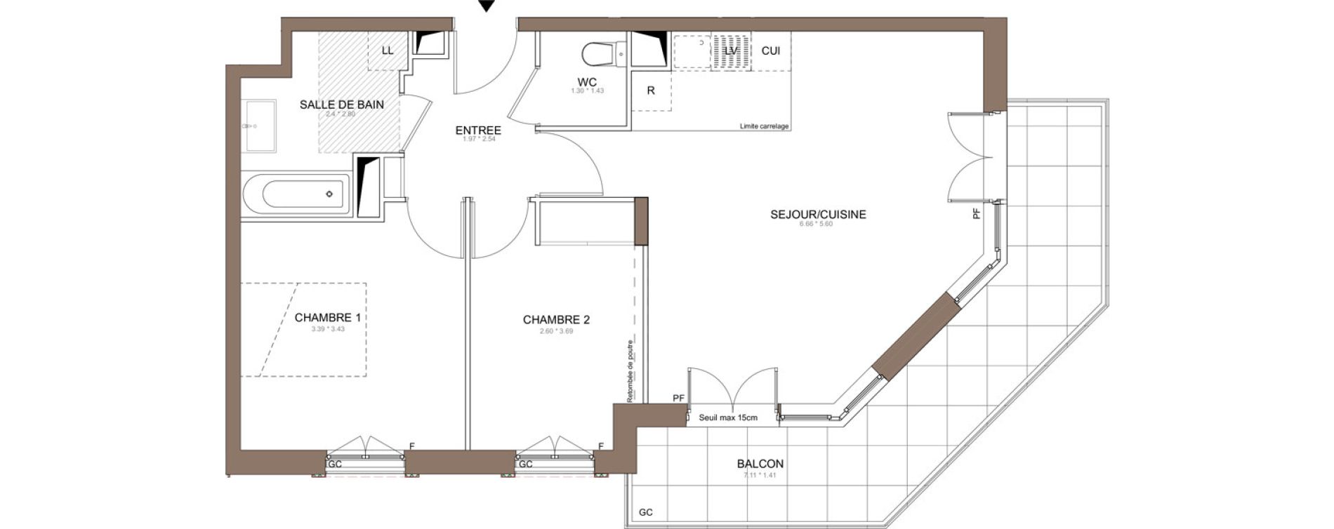 Appartement T3 de 60,61 m2 &agrave; Champigny-Sur-Marne Centre