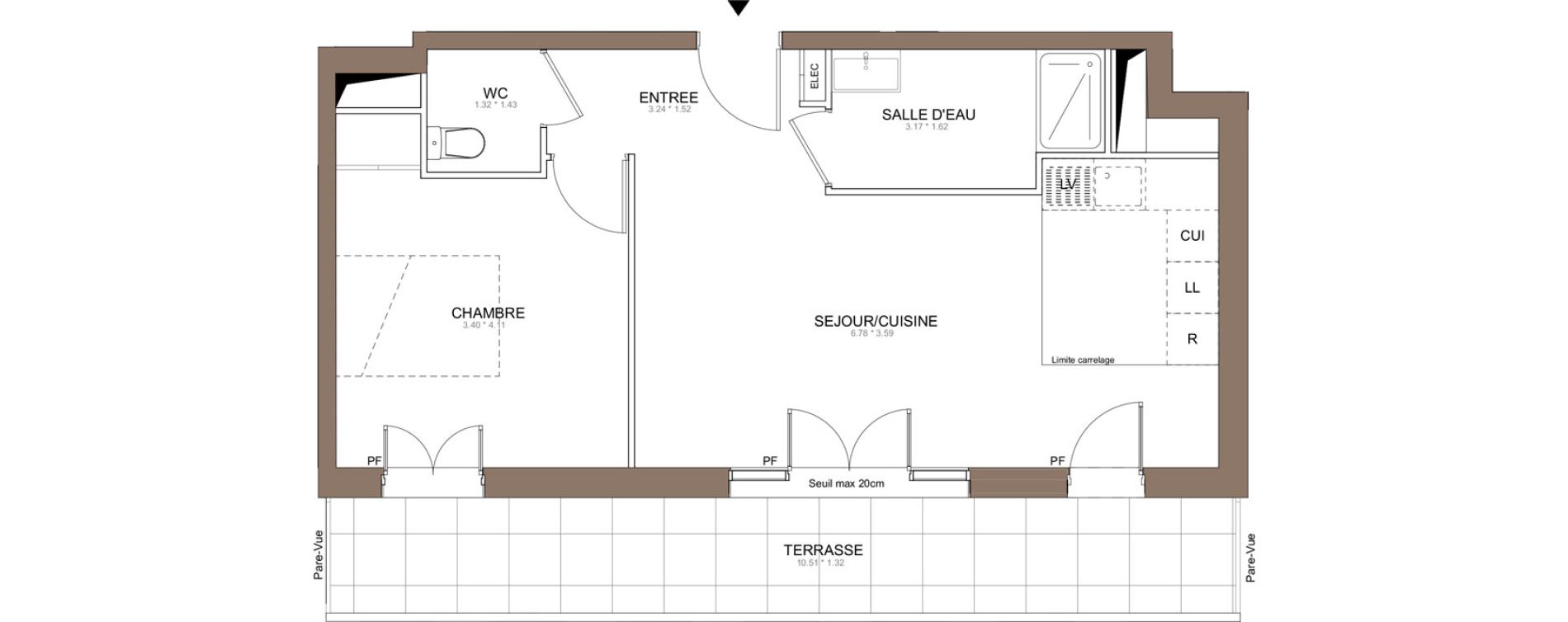 Appartement T2 de 46,26 m2 &agrave; Champigny-Sur-Marne Centre