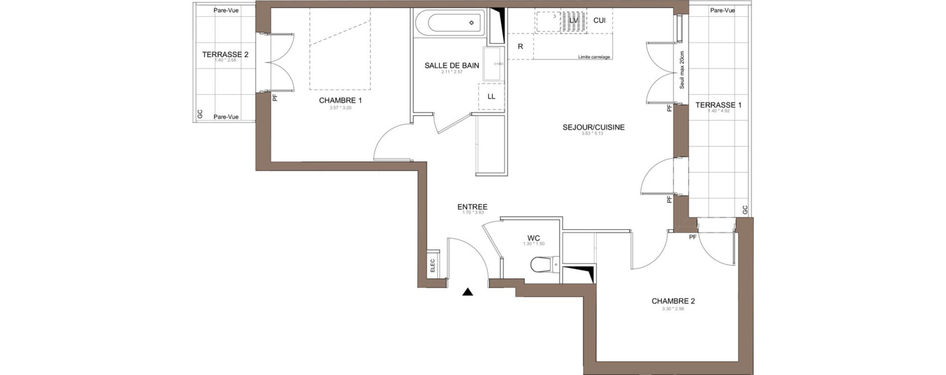 Appartement T3 de 54,54 m2 &agrave; Champigny-Sur-Marne Centre