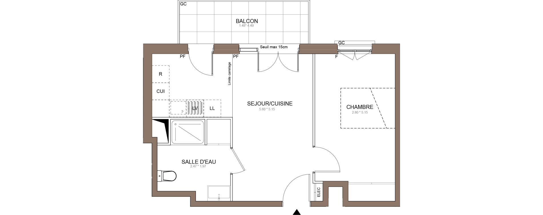Appartement T2 de 40,65 m2 &agrave; Champigny-Sur-Marne Centre