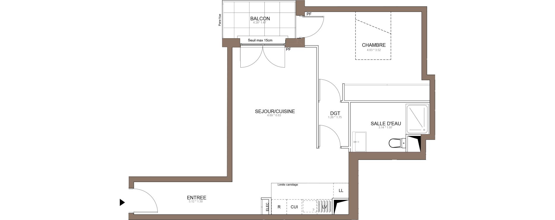 Appartement T2 de 52,75 m2 &agrave; Champigny-Sur-Marne Centre