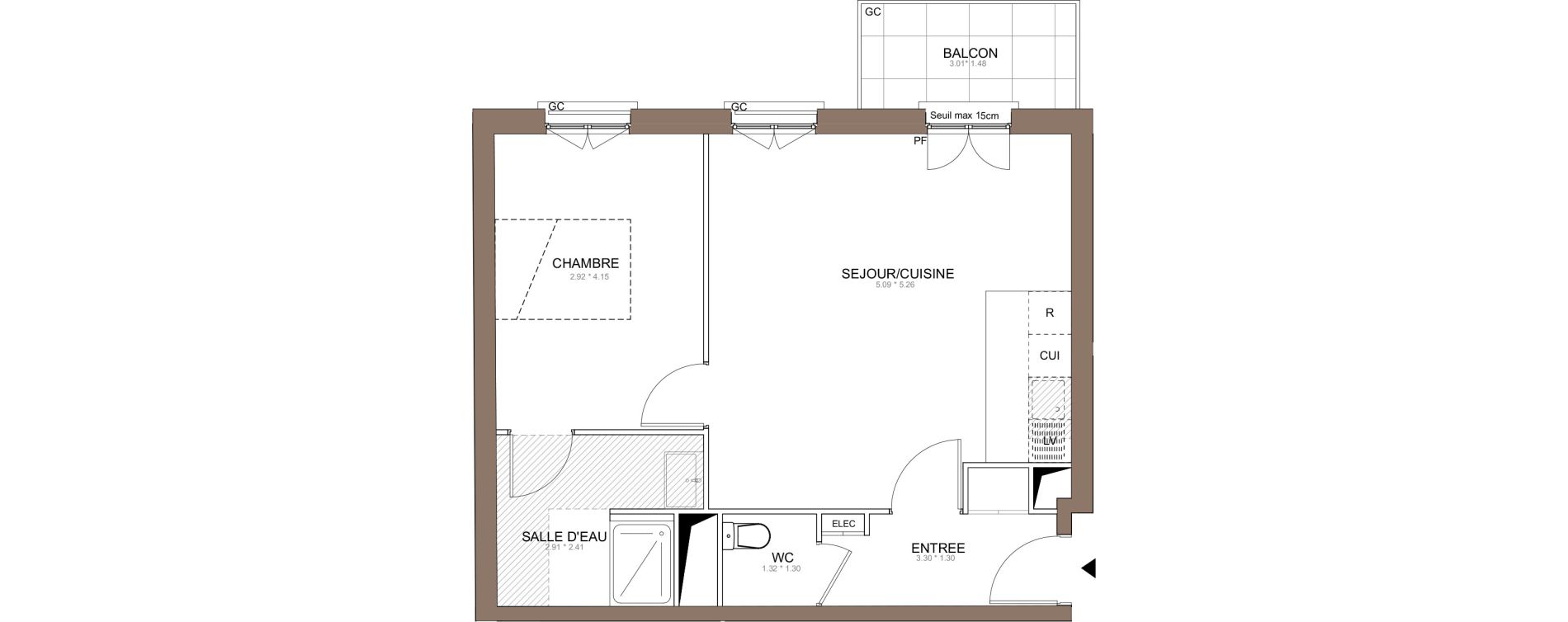 Appartement T2 de 50,71 m2 &agrave; Champigny-Sur-Marne Centre