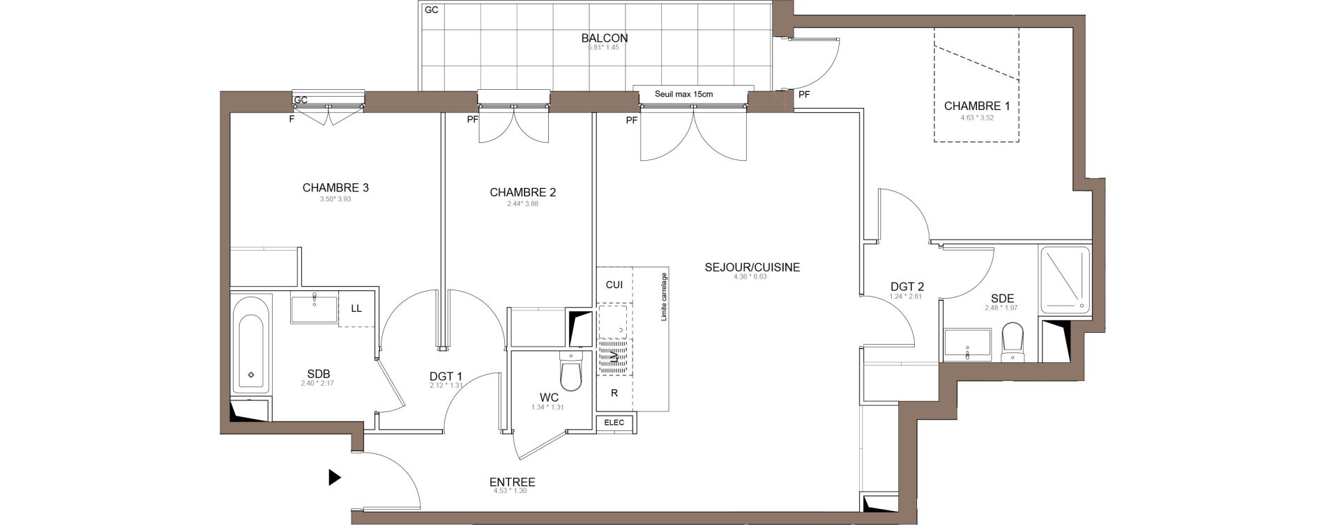 Appartement T3 de 85,77 m2 &agrave; Champigny-Sur-Marne Centre