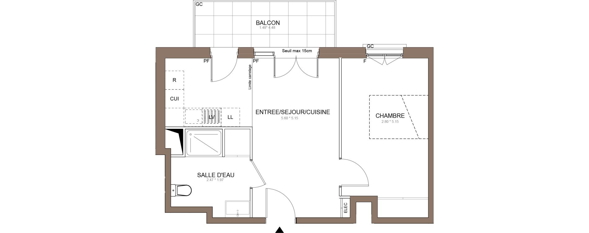 Appartement T2 de 40,65 m2 &agrave; Champigny-Sur-Marne Centre