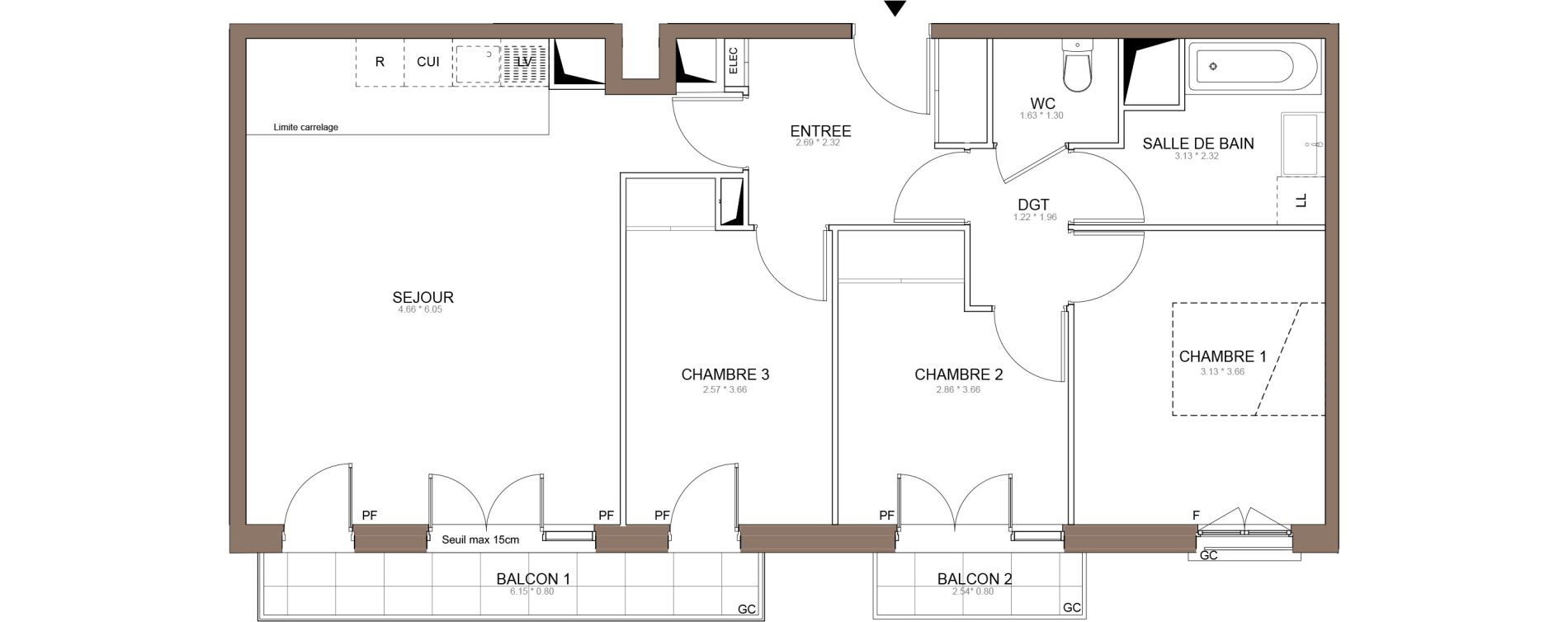 Appartement T4 de 76,56 m2 &agrave; Champigny-Sur-Marne Centre
