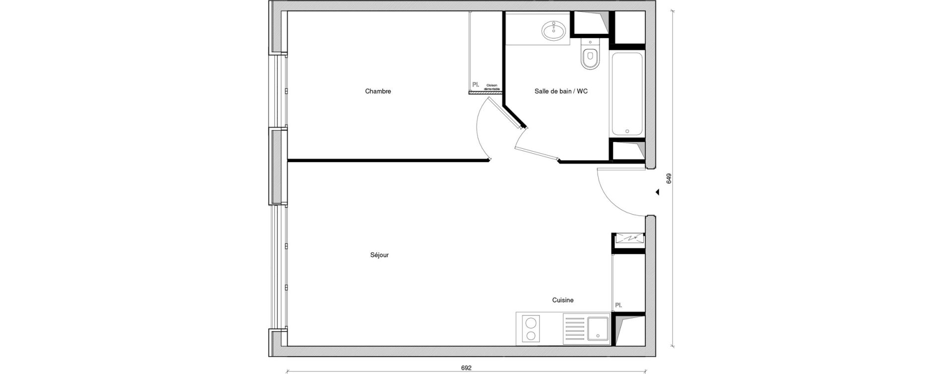 Appartement T2 de 42,48 m2 &agrave; Champigny-Sur-Marne Centre ville