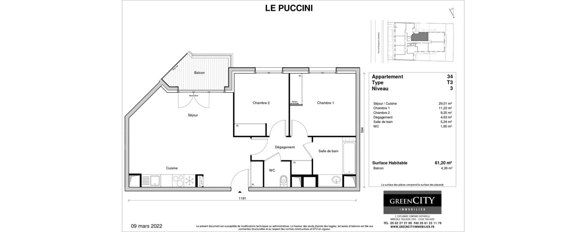 Appartement T3 de 61,20 m2 &agrave; Champigny-Sur-Marne Centre ville