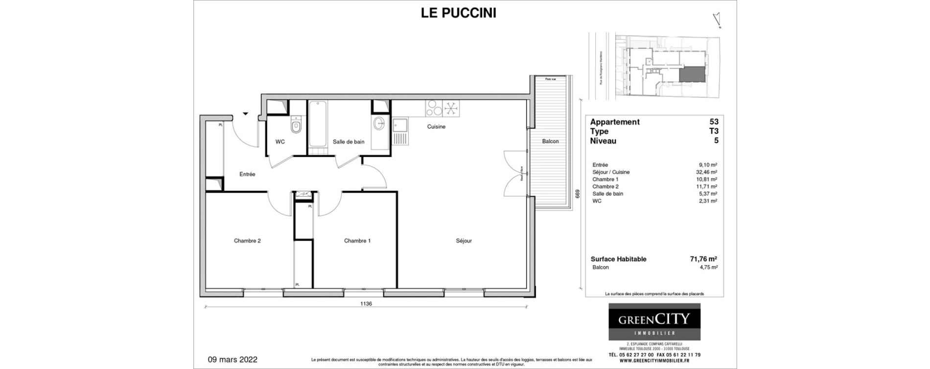 Appartement T3 de 71,76 m2 &agrave; Champigny-Sur-Marne Centre ville