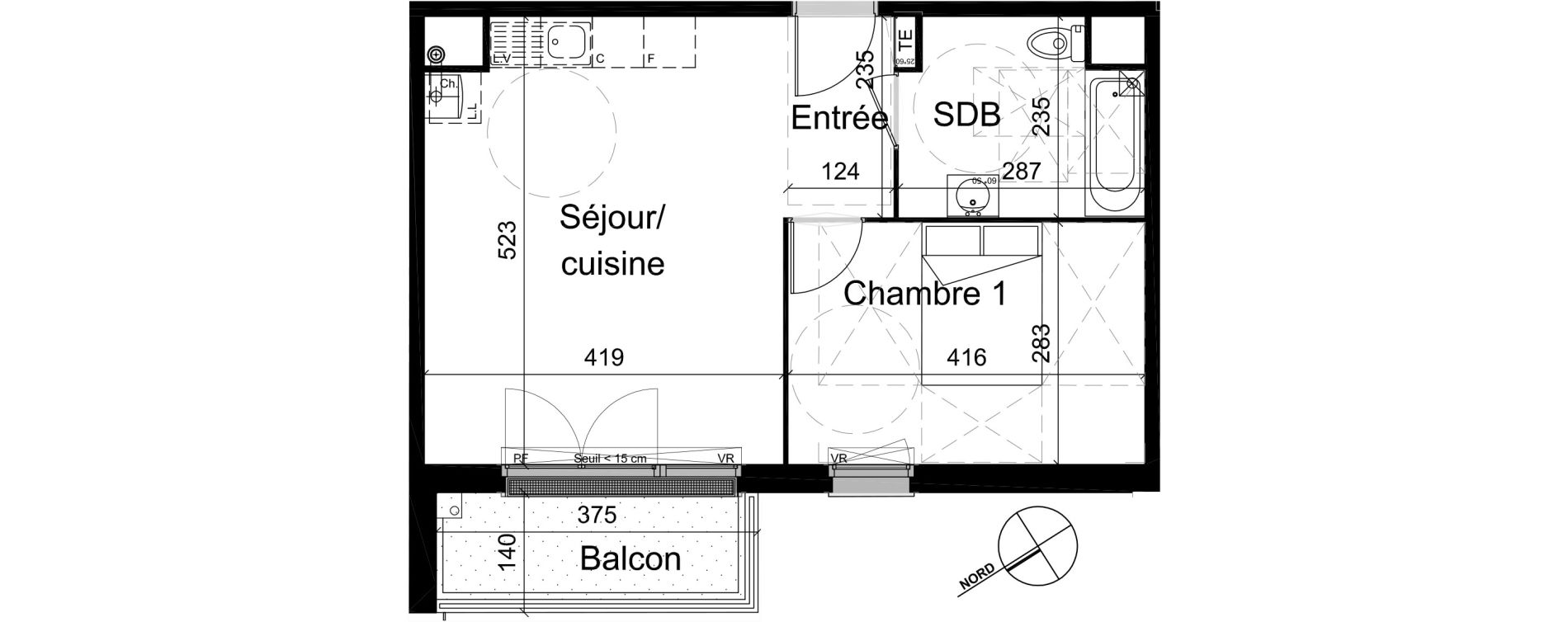 Appartement T2 de 42,20 m2 &agrave; Champigny-Sur-Marne R&eacute;publique