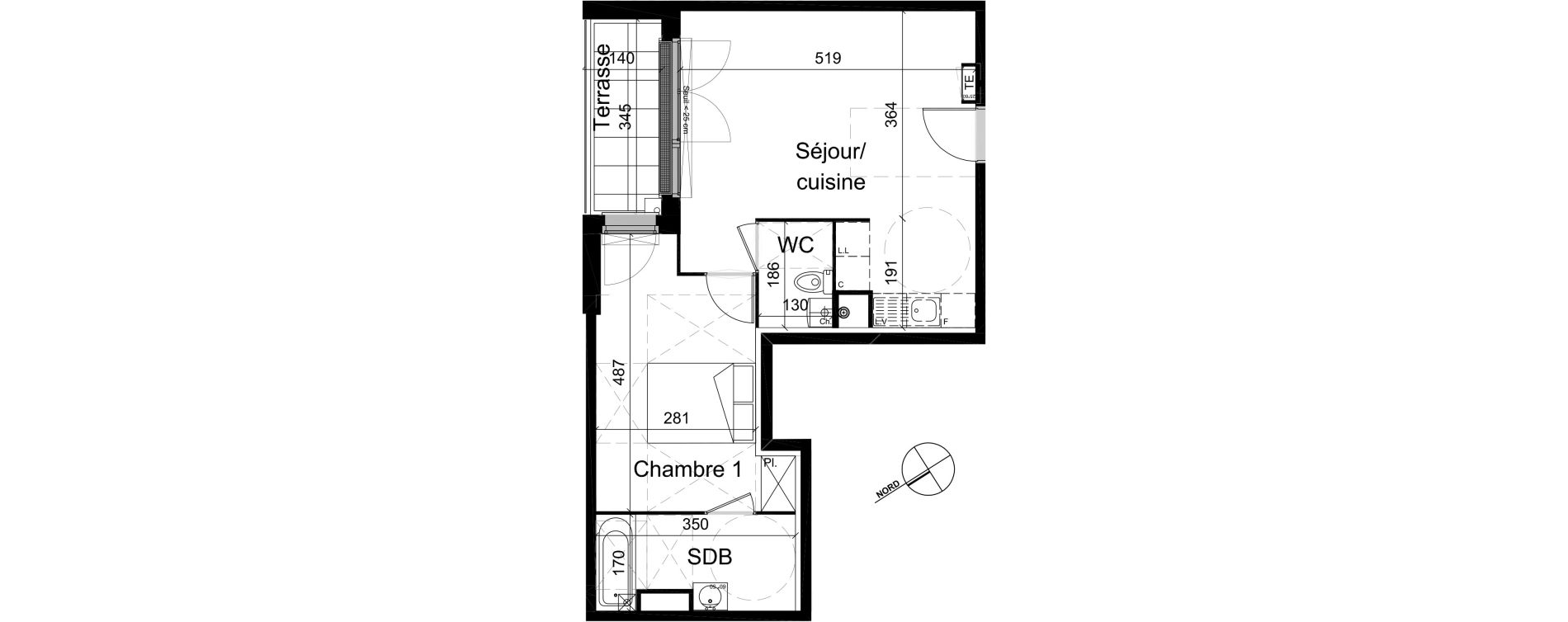 Appartement T2 de 45,60 m2 &agrave; Champigny-Sur-Marne R&eacute;publique