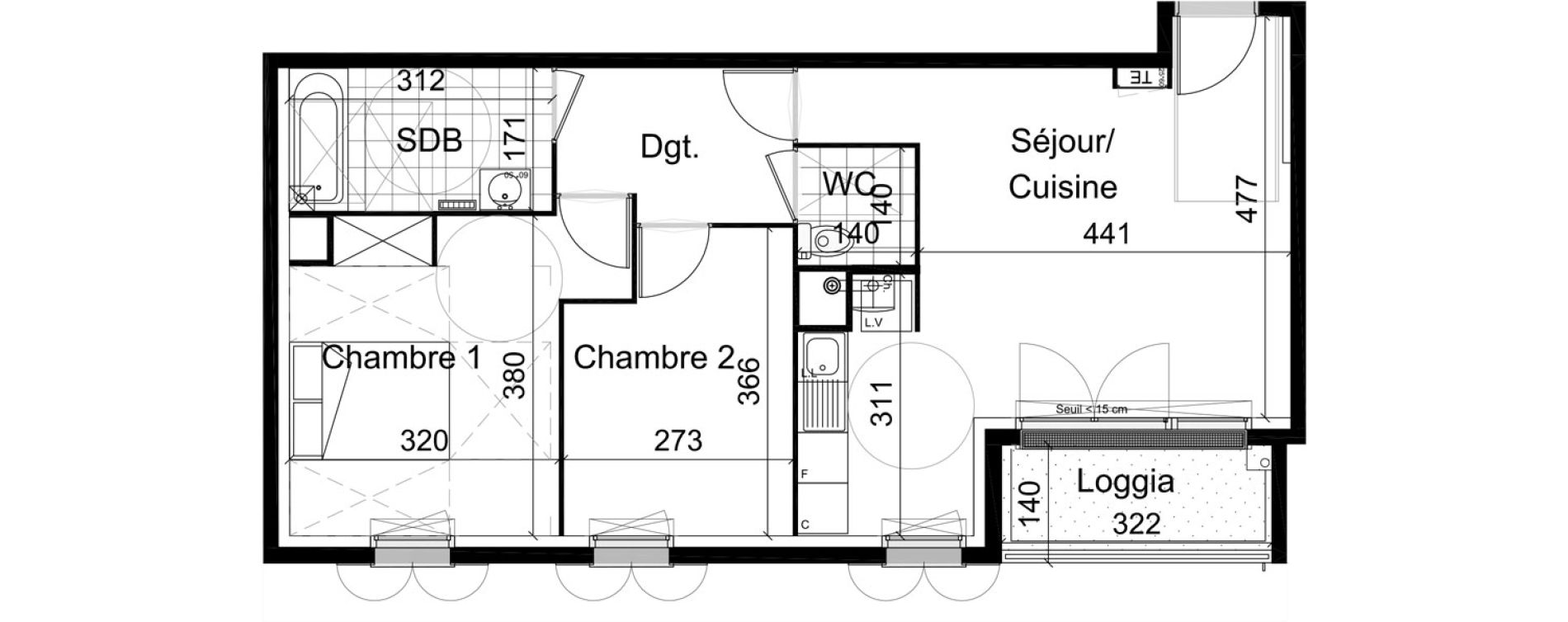 Appartement T3 de 59,60 m2 &agrave; Champigny-Sur-Marne R&eacute;publique