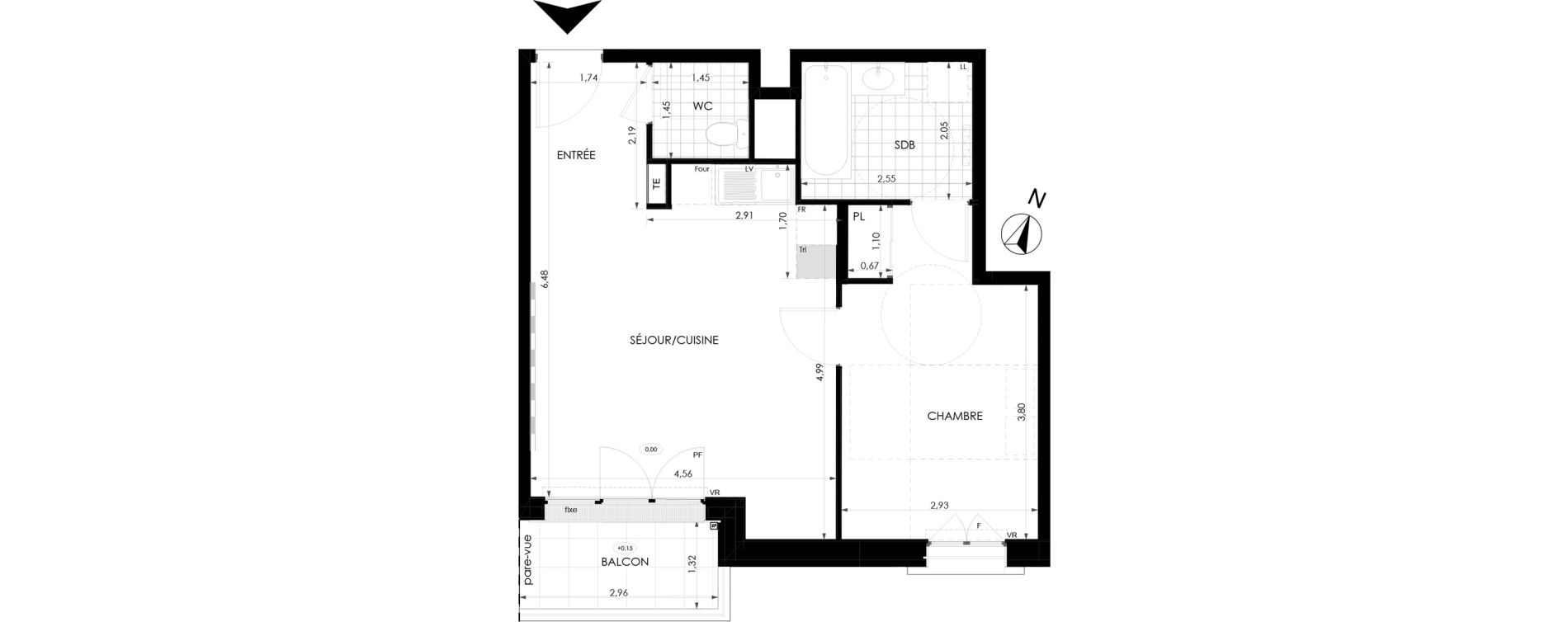 Appartement T2 de 46,23 m2 &agrave; Champigny-Sur-Marne Tremblay