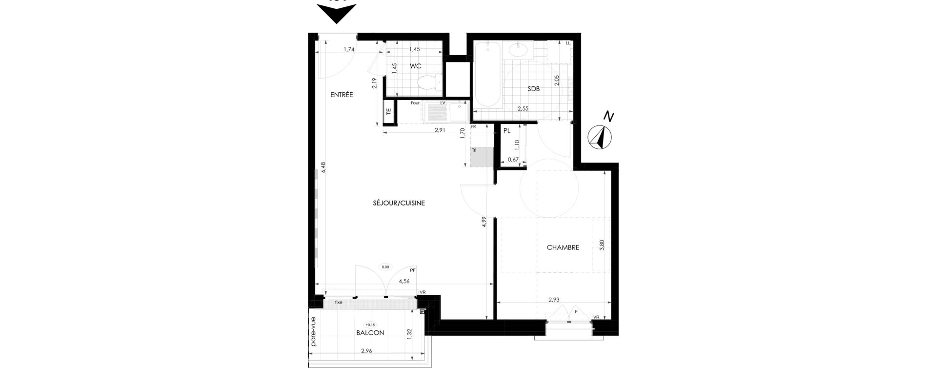 Appartement T2 de 46,23 m2 &agrave; Champigny-Sur-Marne Tremblay