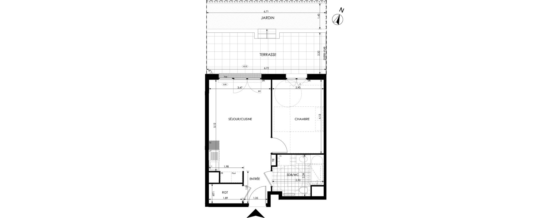 Appartement T2 de 41,45 m2 &agrave; Champigny-Sur-Marne Tremblay