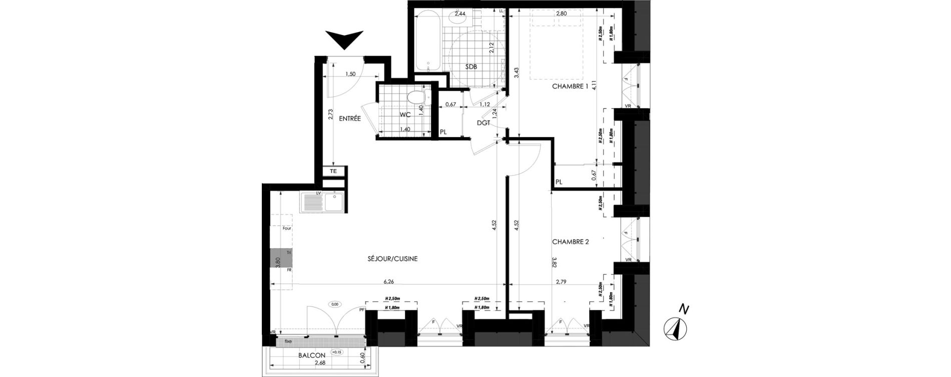 Appartement T3 de 64,48 m2 &agrave; Champigny-Sur-Marne Tremblay