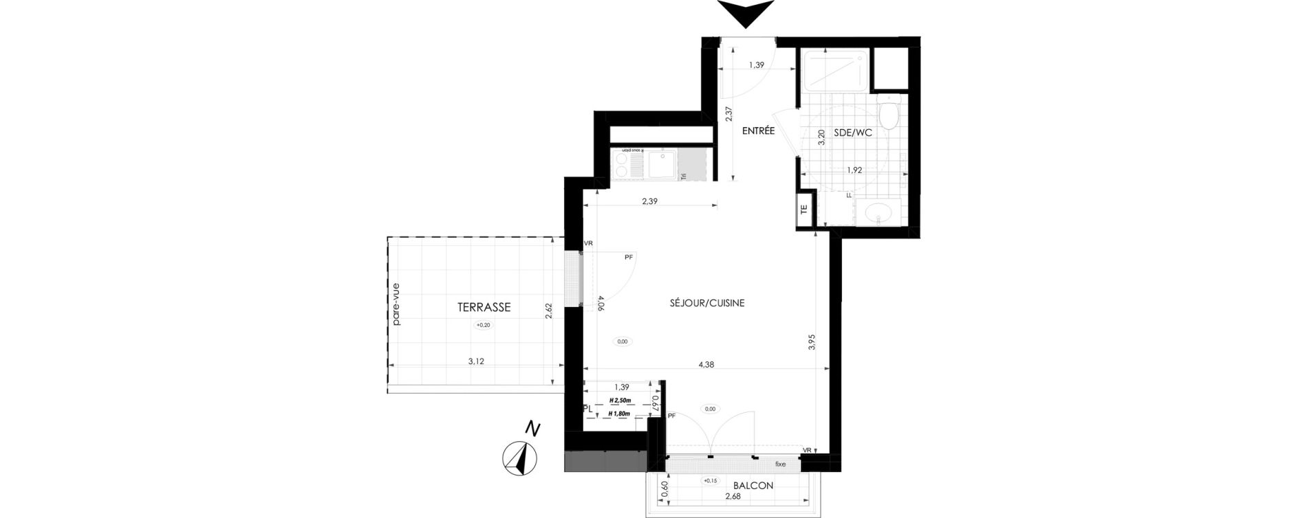 Appartement T1 de 29,36 m2 &agrave; Champigny-Sur-Marne Tremblay
