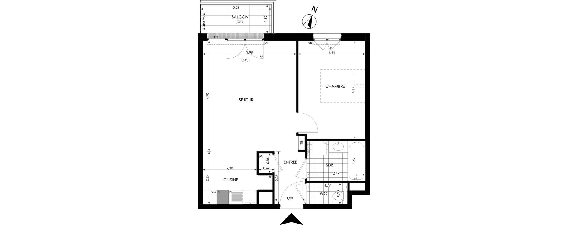 Appartement T2 de 45,53 m2 &agrave; Champigny-Sur-Marne Tremblay