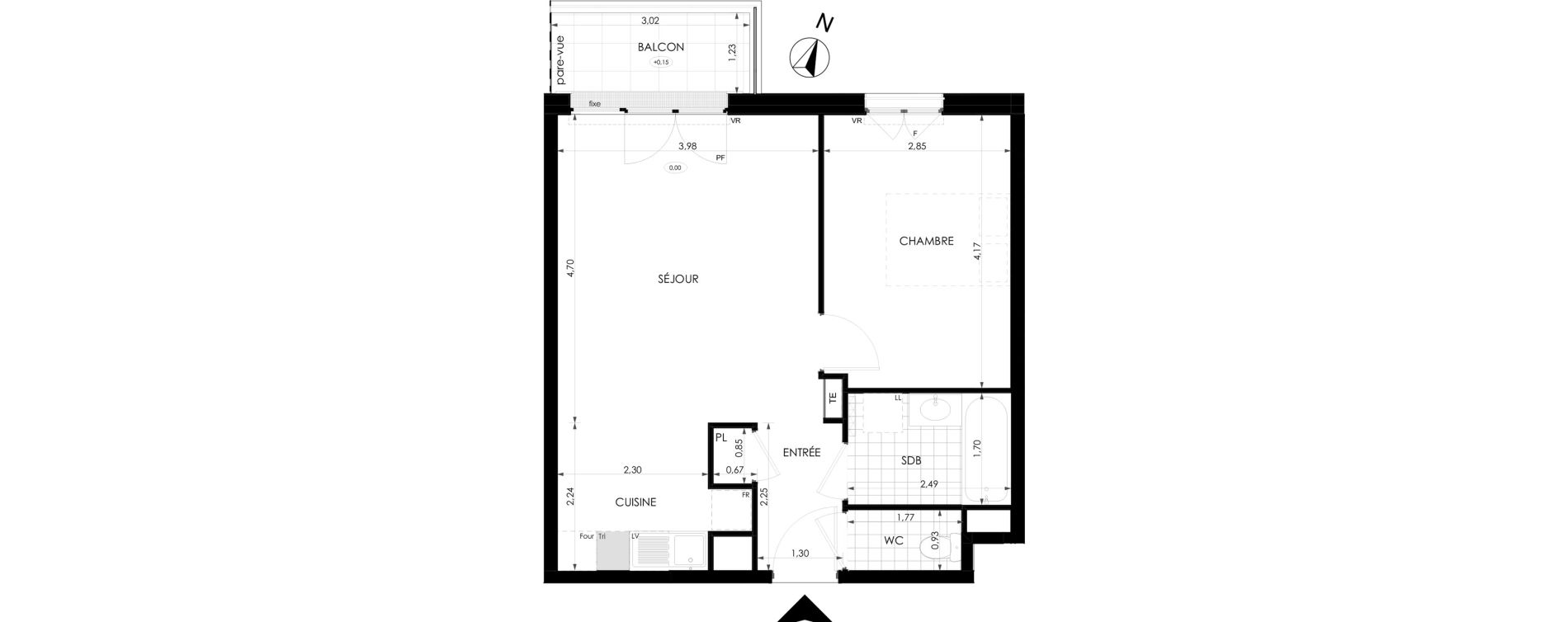 Appartement T2 de 45,53 m2 &agrave; Champigny-Sur-Marne Tremblay