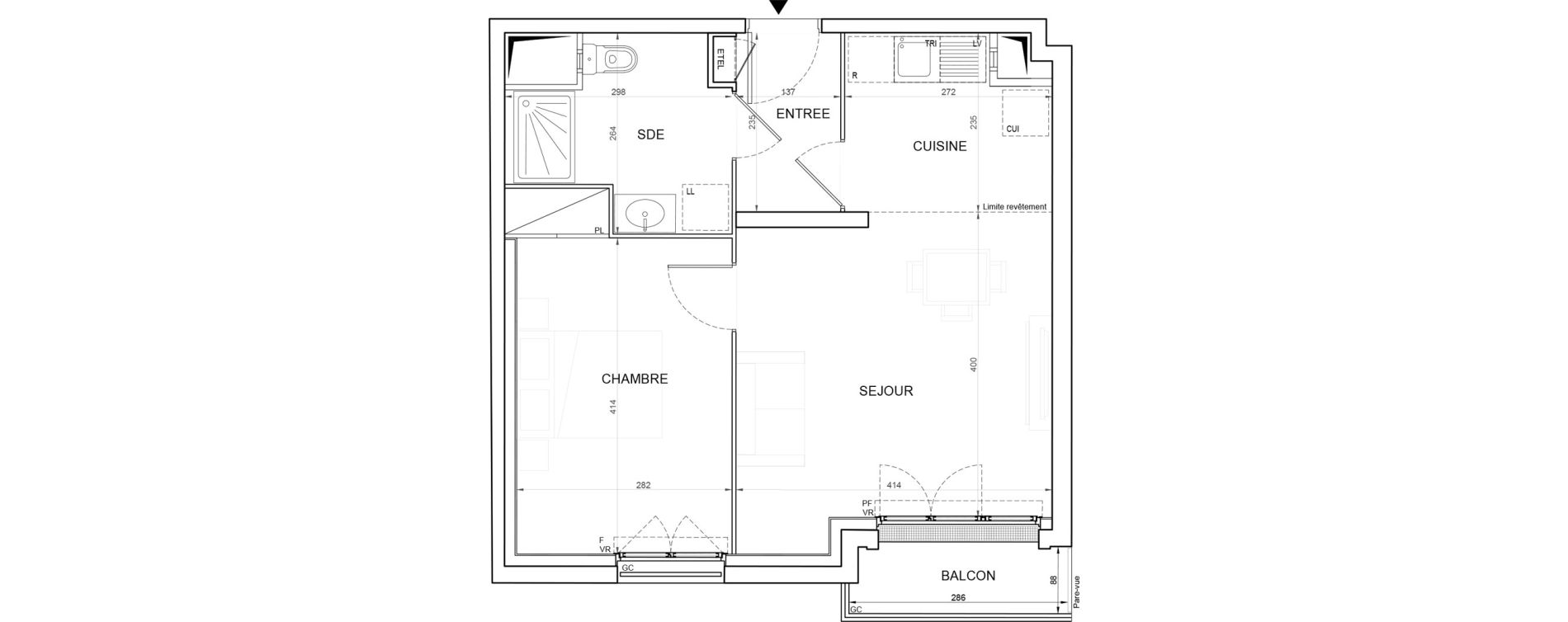 Appartement T2 de 44,36 m2 &agrave; Champigny-Sur-Marne Plateau