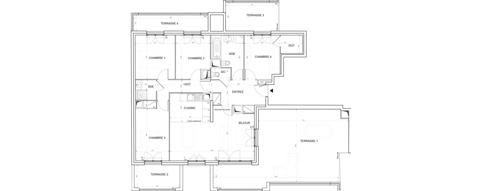 Appartement T5 de 105,82 m2 &agrave; Champigny-Sur-Marne Plateau