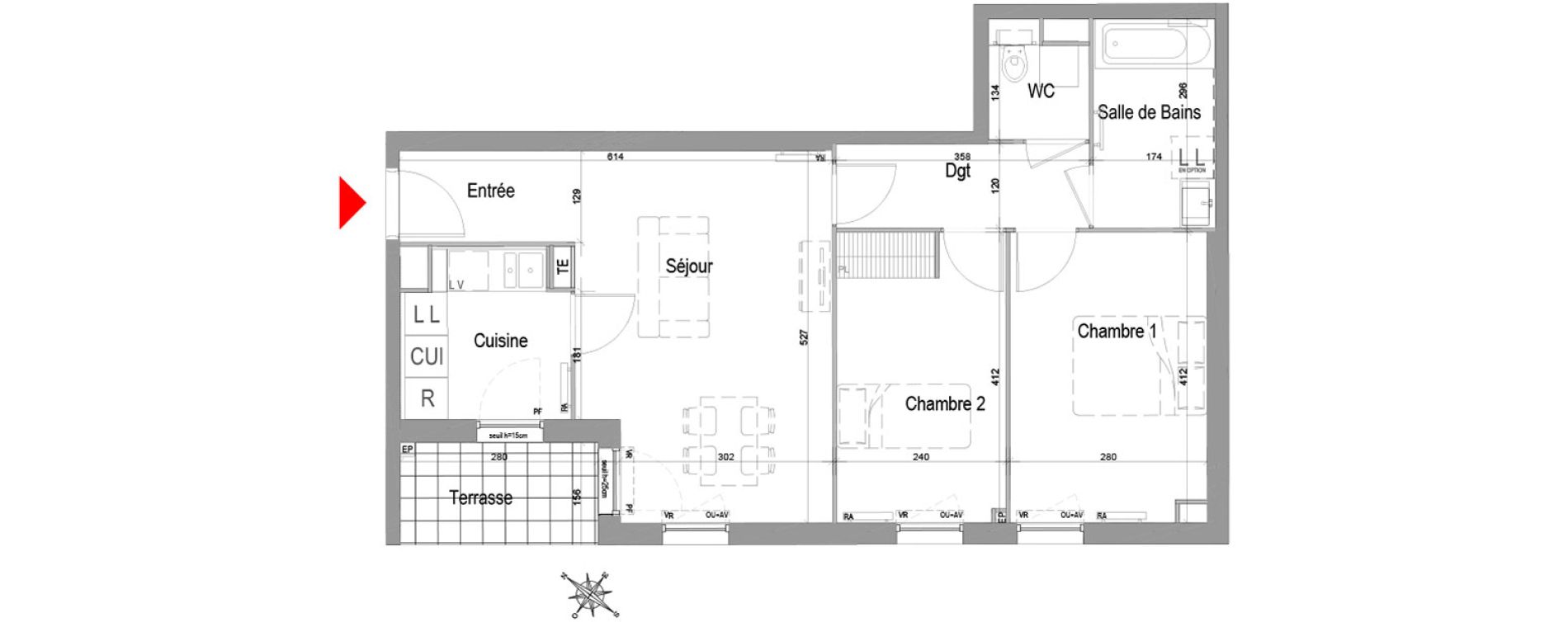 Appartement T3 de 59,57 m2 &agrave; Champigny-Sur-Marne Quatre cit&eacute;s