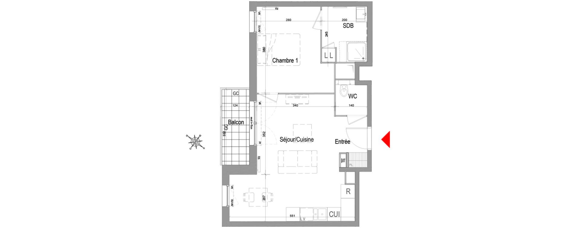 Appartement T2 de 44,43 m2 &agrave; Champigny-Sur-Marne Quatre cit&eacute;s