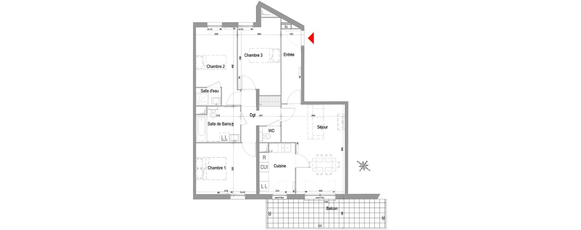 Appartement T4 de 81,49 m2 &agrave; Champigny-Sur-Marne Quatre cit&eacute;s