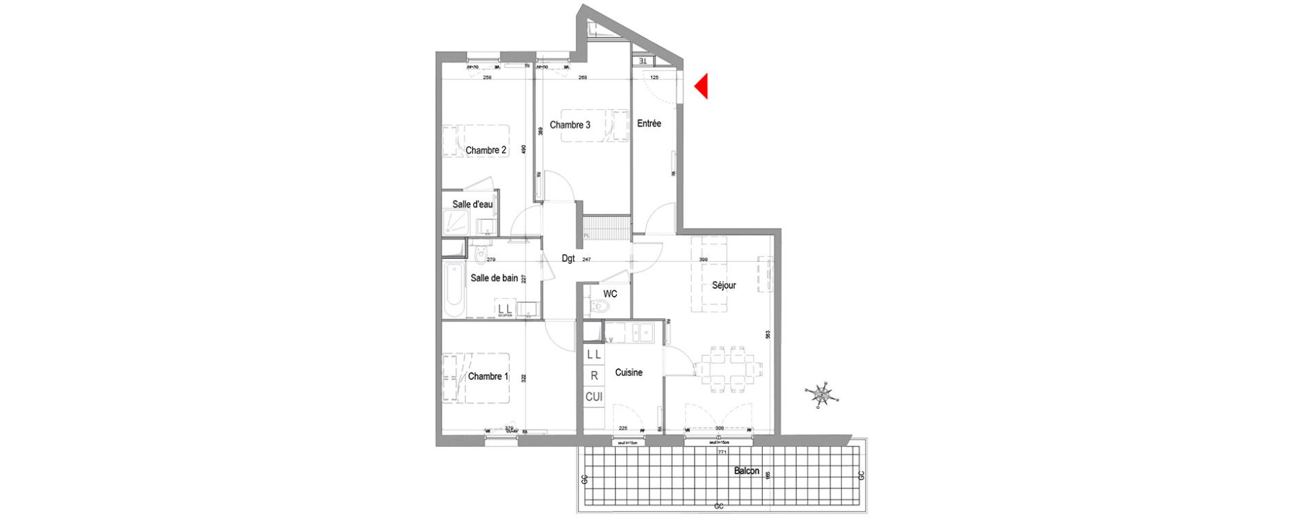 Appartement T4 de 81,40 m2 &agrave; Champigny-Sur-Marne Quatre cit&eacute;s