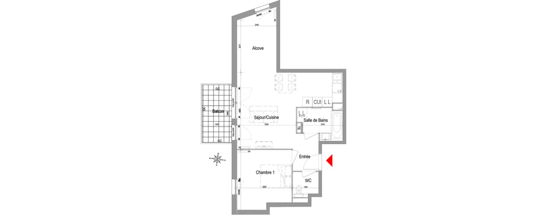 Appartement T2 de 52,46 m2 &agrave; Champigny-Sur-Marne Quatre cit&eacute;s