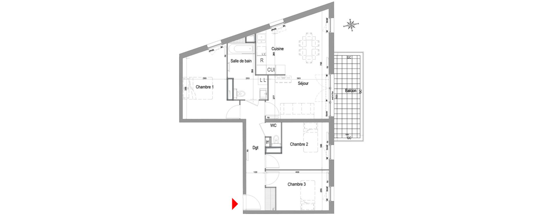 Appartement T4 de 76,76 m2 &agrave; Champigny-Sur-Marne Quatre cit&eacute;s