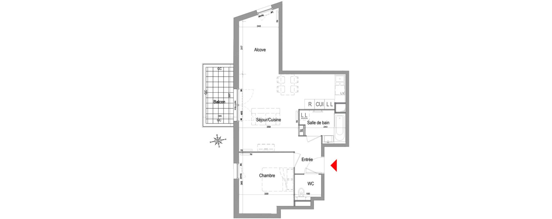 Appartement T2 de 52,58 m2 &agrave; Champigny-Sur-Marne Quatre cit&eacute;s