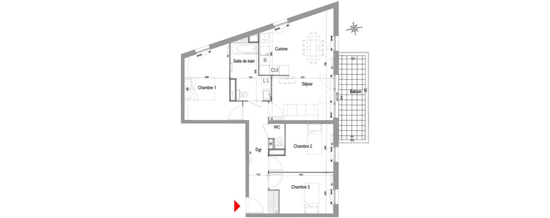 Appartement T4 de 76,76 m2 &agrave; Champigny-Sur-Marne Quatre cit&eacute;s