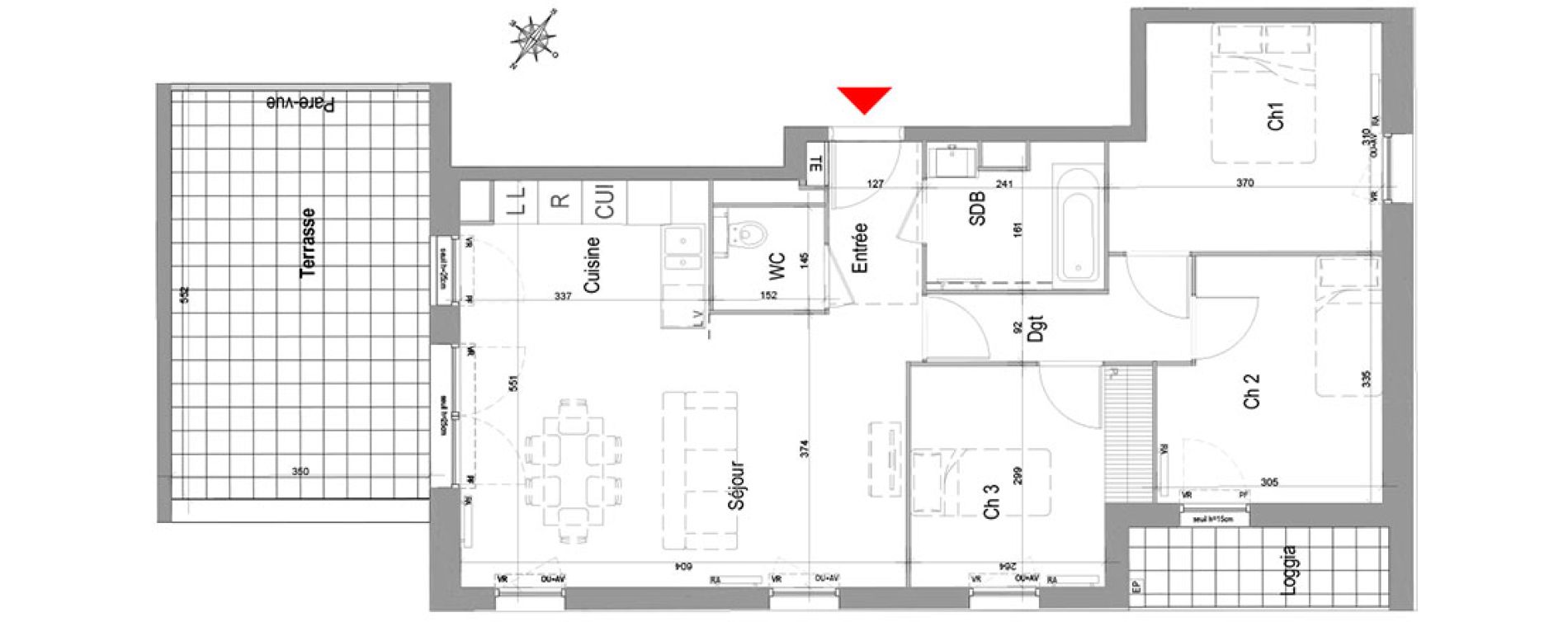Appartement T4 de 70,95 m2 &agrave; Champigny-Sur-Marne Quatre cit&eacute;s