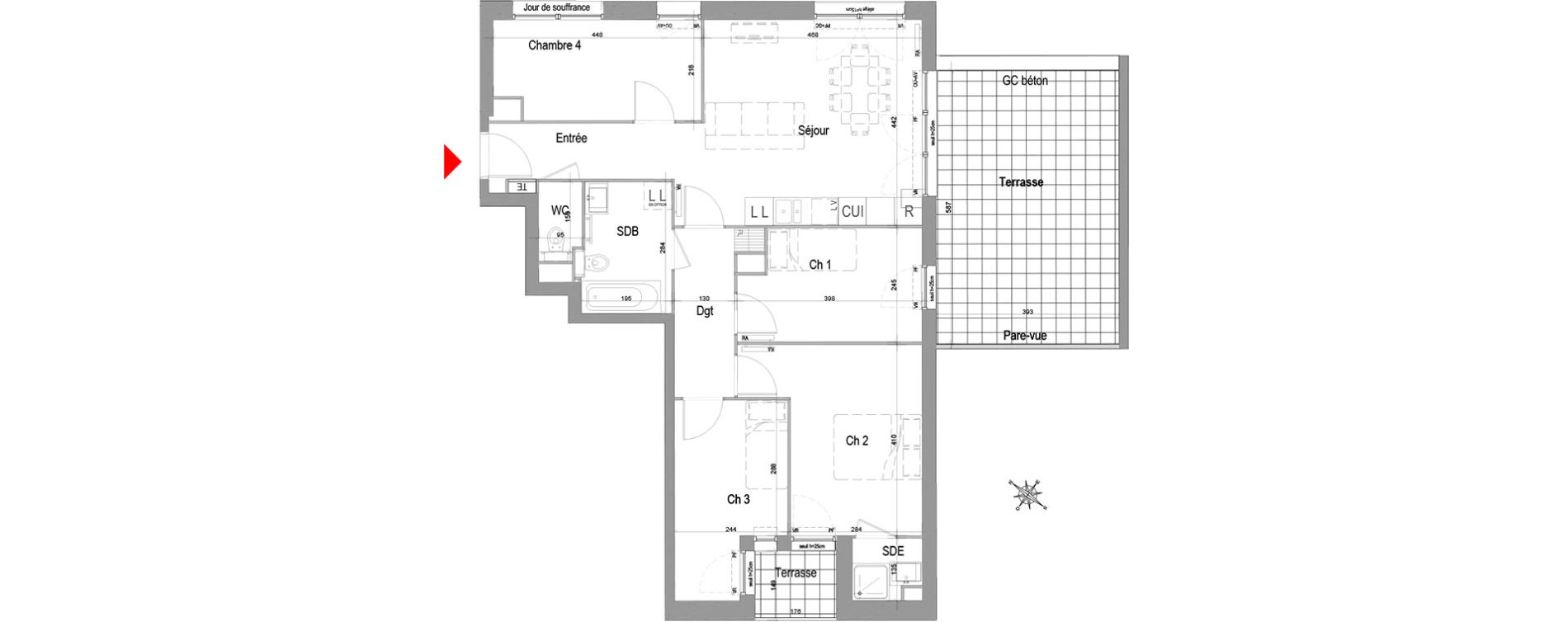 Appartement T5 de 81,29 m2 &agrave; Champigny-Sur-Marne Quatre cit&eacute;s