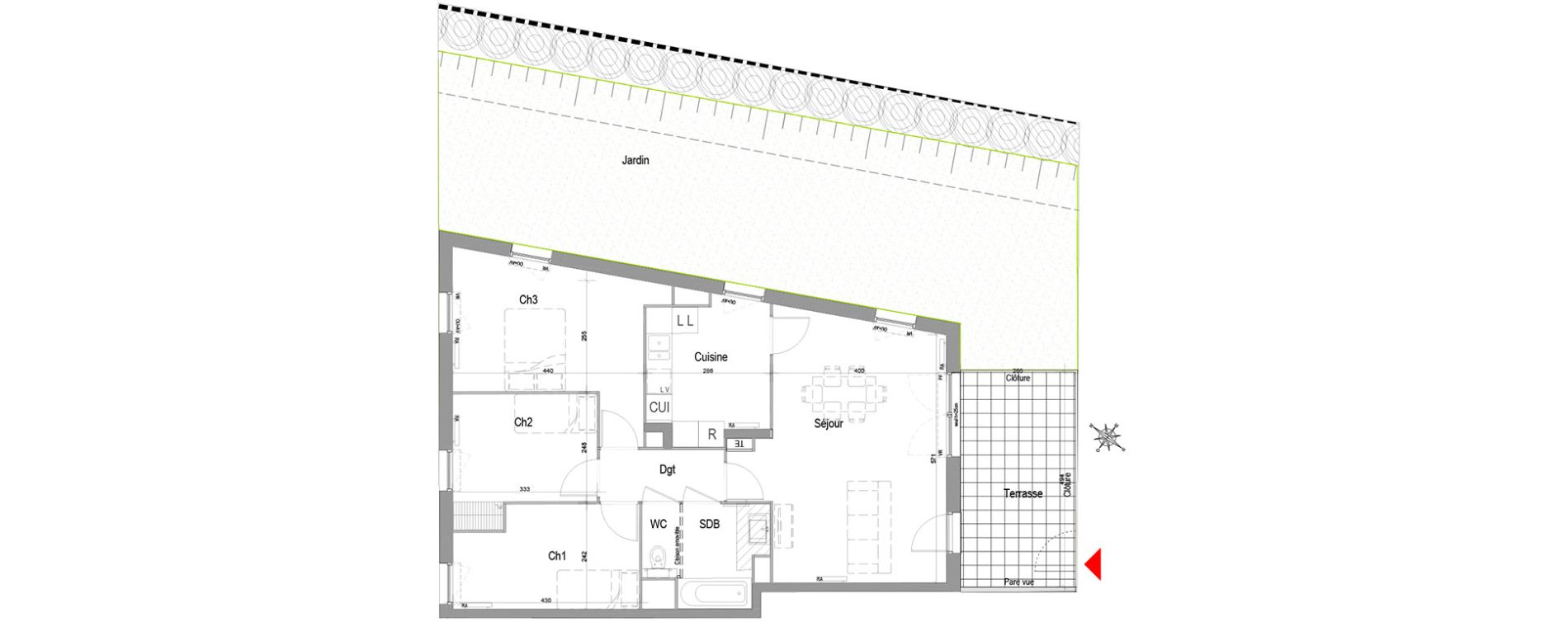 Appartement T4 de 77,04 m2 &agrave; Champigny-Sur-Marne Quatre cit&eacute;s