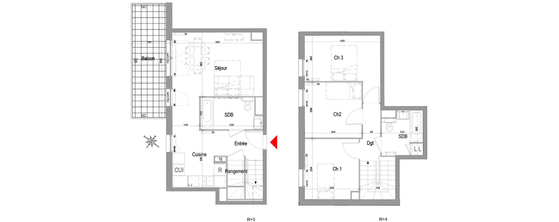 Appartement T4 de 73,91 m2 &agrave; Champigny-Sur-Marne Quatre cit&eacute;s