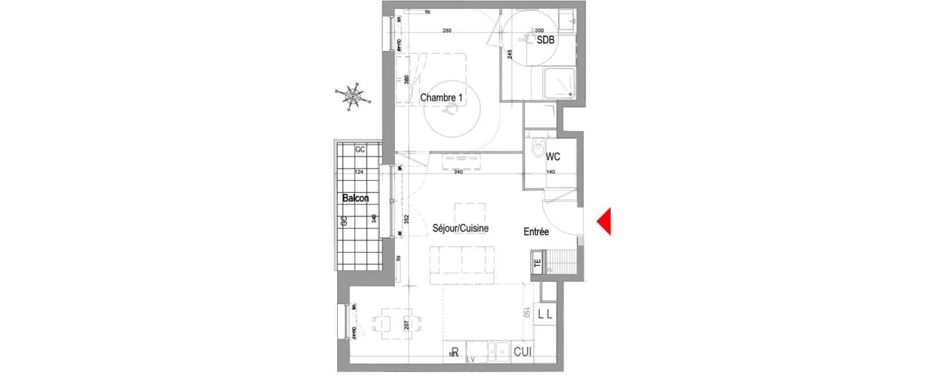 Appartement T2 de 44,43 m2 &agrave; Champigny-Sur-Marne Quatre cit&eacute;s