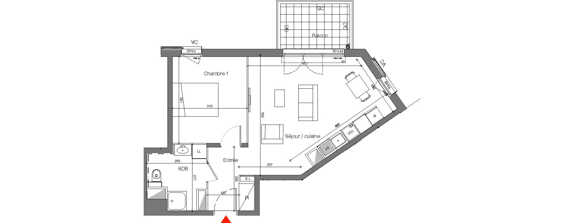 Appartement T2 de 44,15 m2 &agrave; Champigny-Sur-Marne Quatre cit&eacute;s