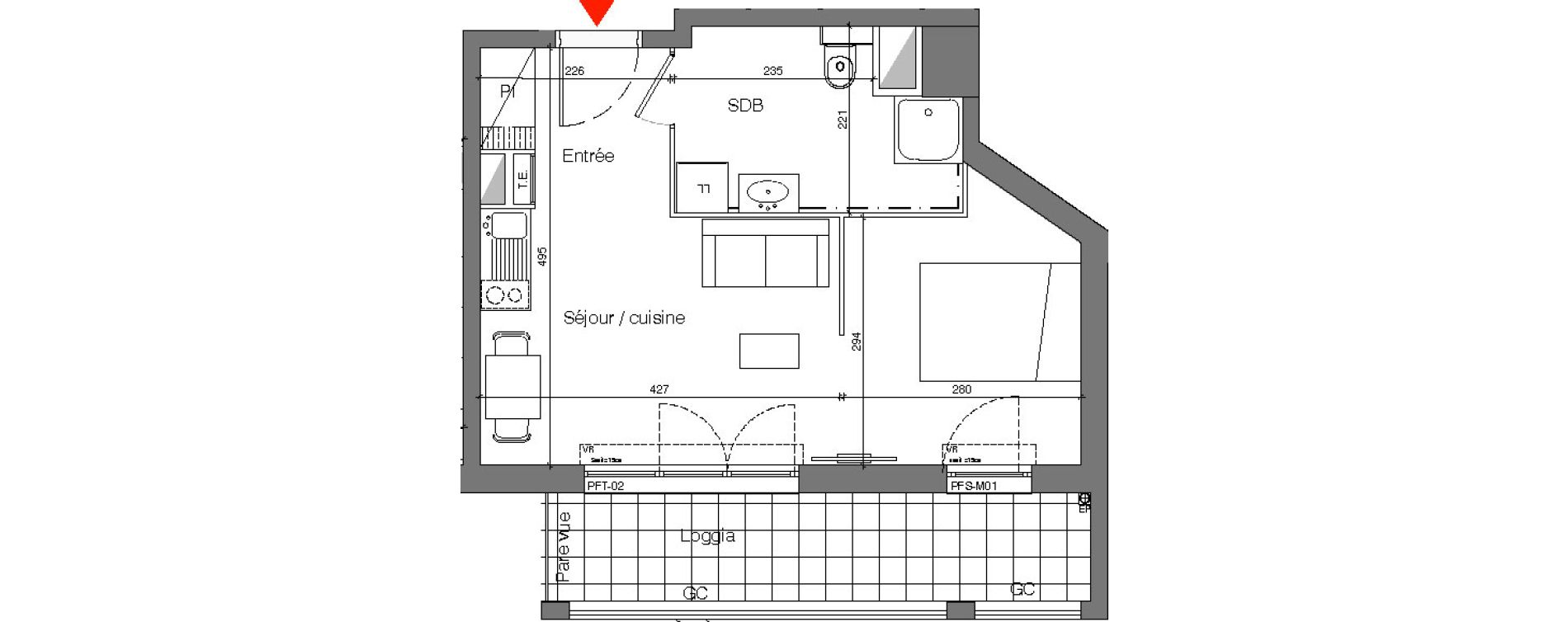 Appartement T1 de 31,60 m2 à Champigny-Sur-Marne Quatre cités