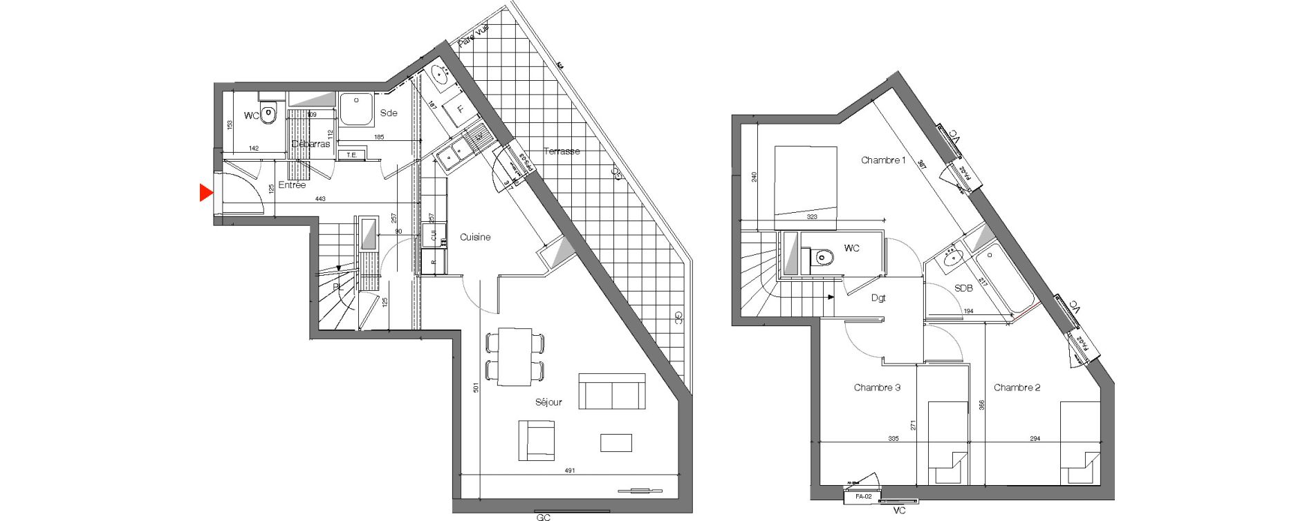 Duplex T4 de 91,14 m2 &agrave; Champigny-Sur-Marne Quatre cit&eacute;s