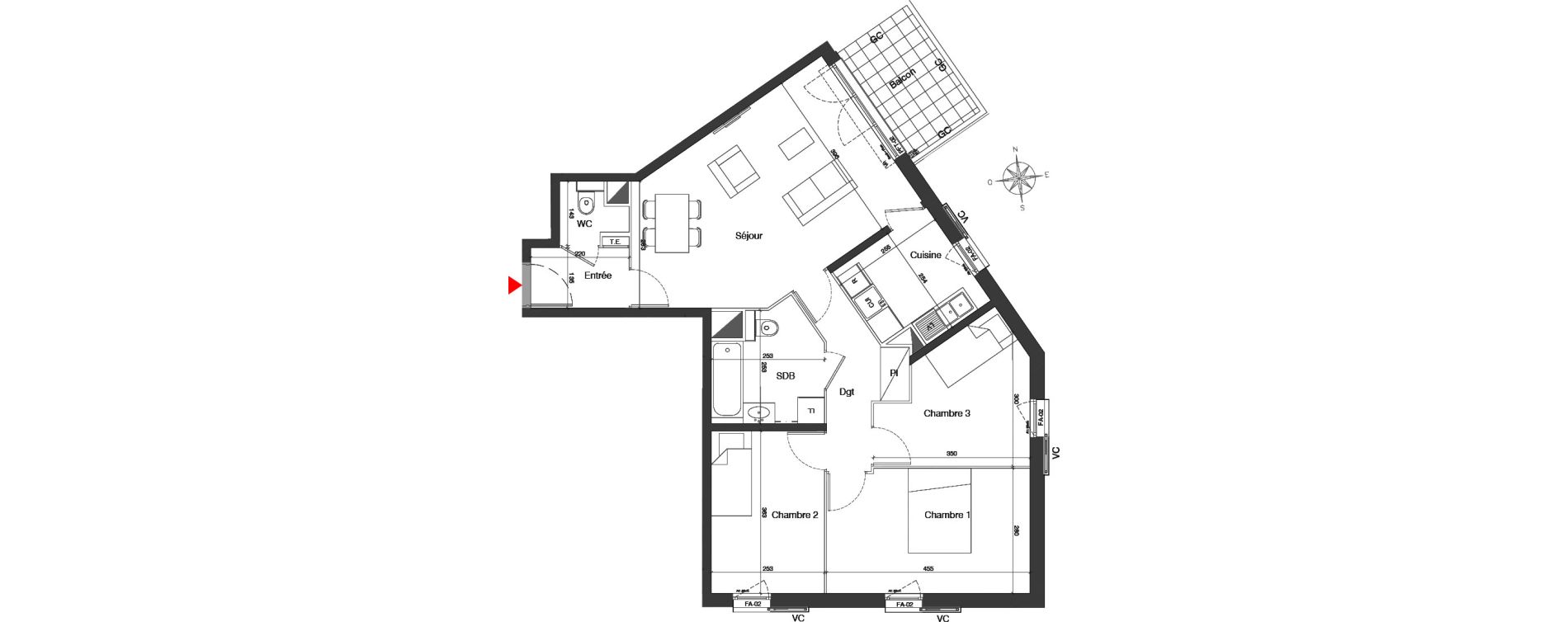 Appartement T4 de 75,24 m2 &agrave; Champigny-Sur-Marne Quatre cit&eacute;s