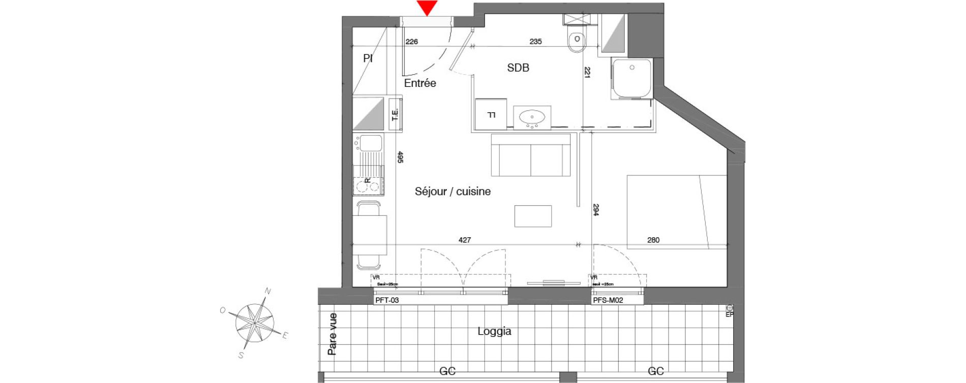 Appartement T1 de 31,36 m2 à Champigny-Sur-Marne Quatre cités
